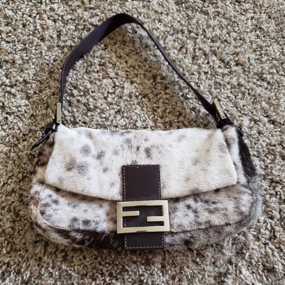 FENDI Baguette Bag with Genuine Pony Hair